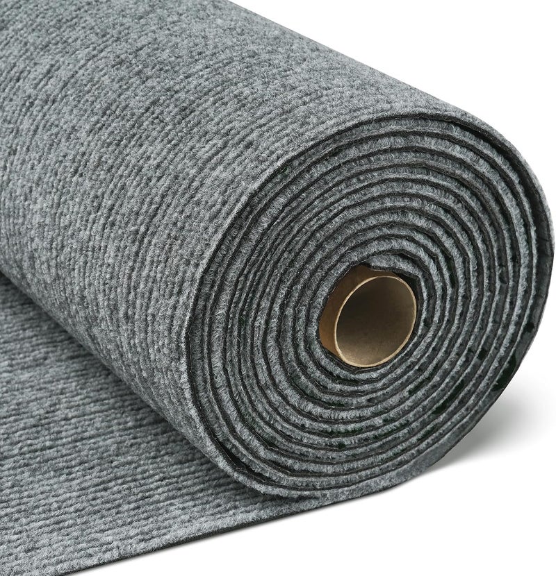 FunStick 24"x160" Large Carpet Squares Carpet Tiles with Padding Attached for Bedroom Living Room Dark Grey Non Slip Indoor Outdoor Carpet Tiles Roll Peel and Stick Floor Tile for Kitchen Rugs Stairs - Image 1